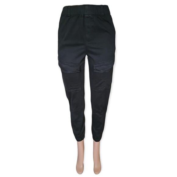 Young Fabulous & Broke Halsey Cargo Joggers Size Med Black Modal Elastic Waist - Picture 1 of 11